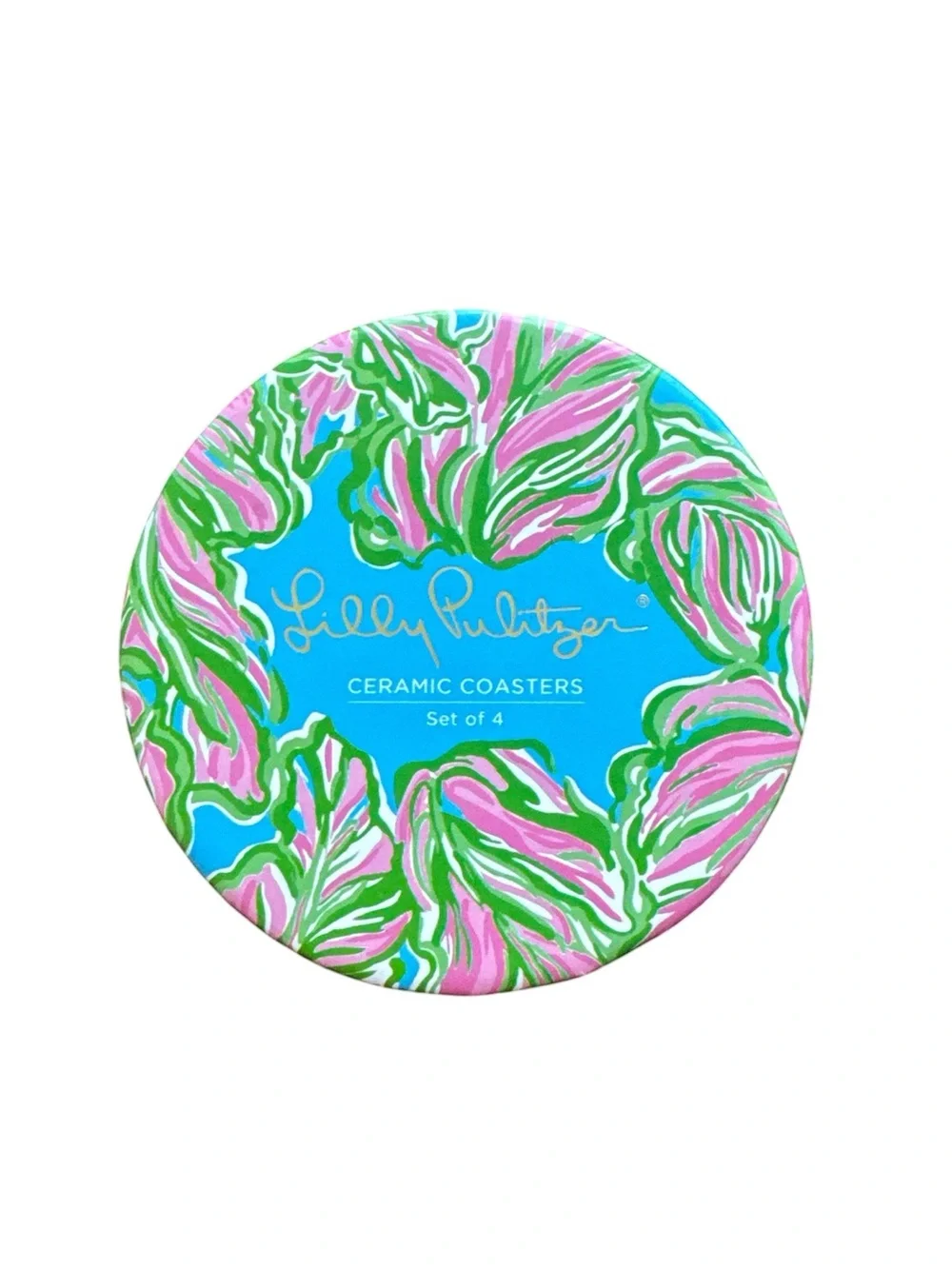 Lily Pulitzer Ceramic Coasters Set of 4 Pink Blue Preppy Coastal Grandma New